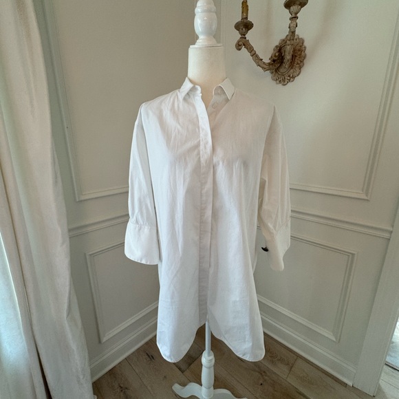 Zara Tops - Zara White Button Down Oversized Shirt with French Cuffs